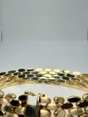 14Kt Yellow Gold 5 Row Pattern Link Bracelet With Satin And Polsih Finish