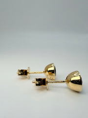 14Kt Yellow Gold Round Amethyst Bezel Set Earrings (E1741Amy)