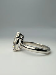 Platinum Solitaire Ring With 2.46Ct Pear Shaped Natural Diamond Color Is F Clarity Is Vs2 (11.44X7.52X4.73) Cert # Gia3255808735