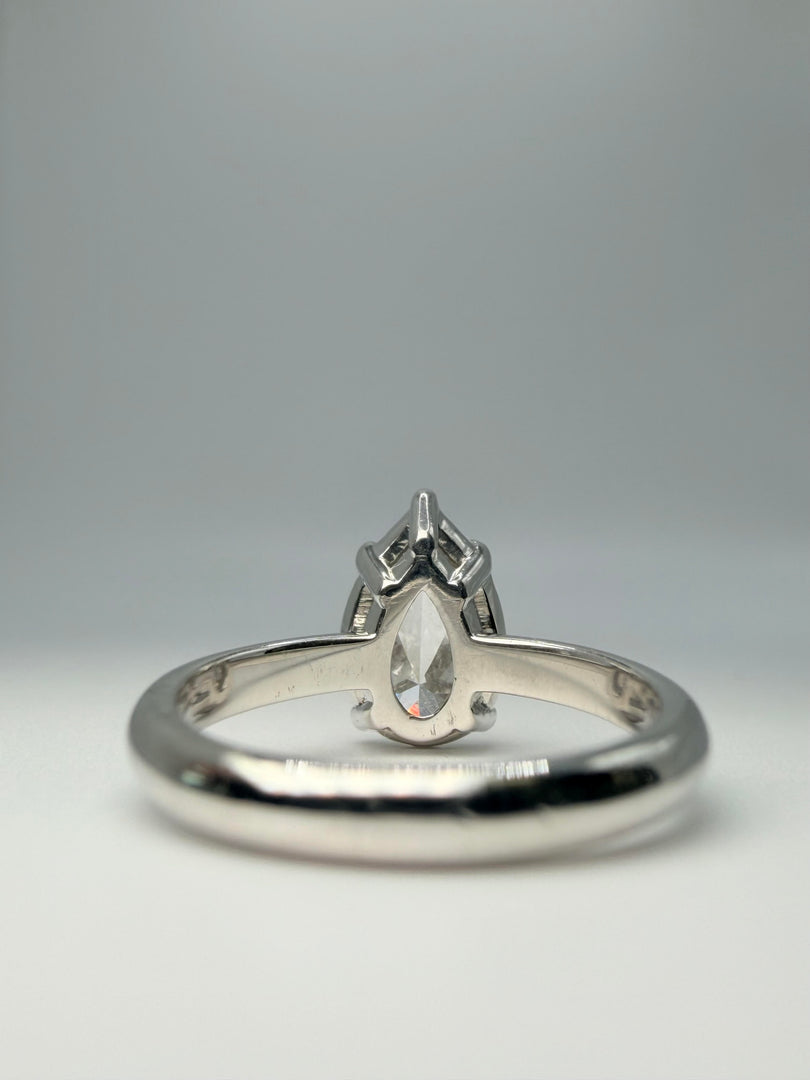 Platinum Solitaire Ring With 2.46Ct Pear Shaped Natural Diamond Color Is F Clarity Is Vs2 (11.44X7.52X4.73) Cert # Gia3255808735