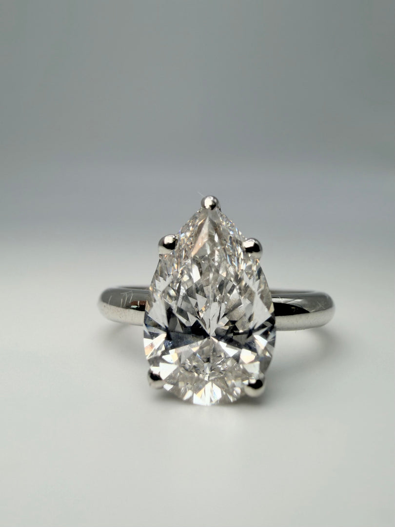 Platinum Solitaire Ring With 2.46Ct Pear Shaped Natural Diamond Color Is F Clarity Is Vs2 (11.44X7.52X4.73) Cert # Gia3255808735