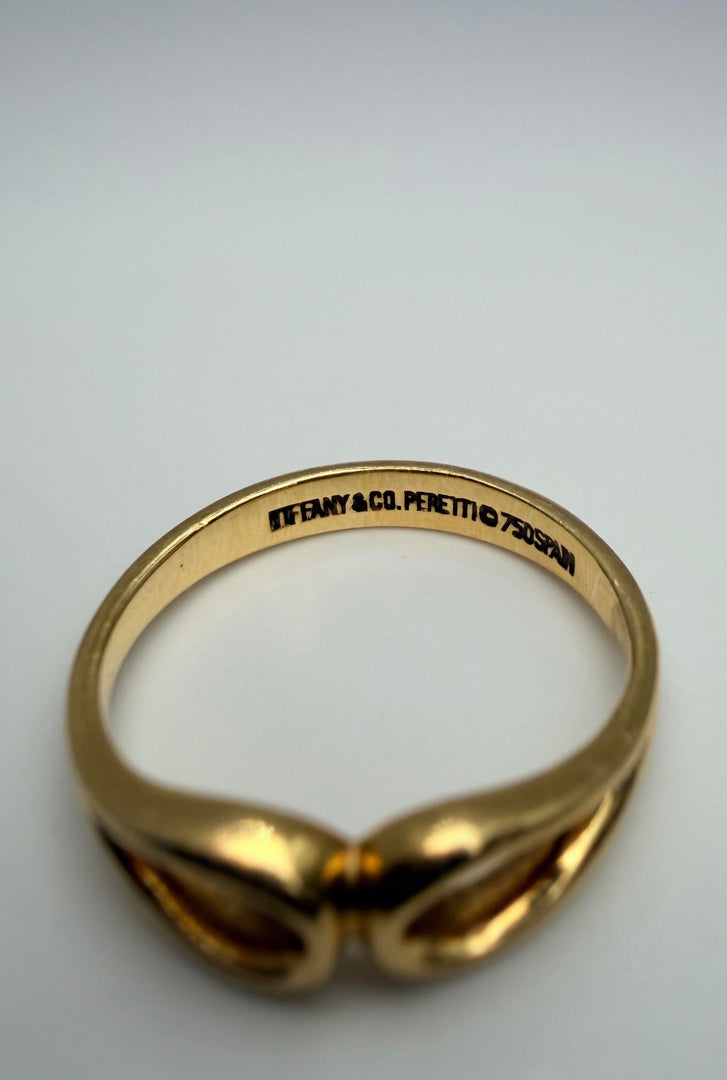 Tiffany & Co 18Kt Yellow Gold Double Tear Drop Ring Size 4.5