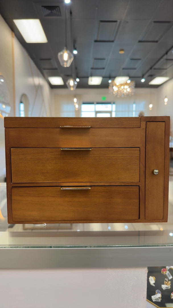 Wood Jewelry Box With Gold Hardware
