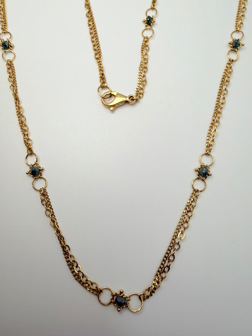 18Kt Yellow Gold Amali Blue Diamond Whisper 22In Chain