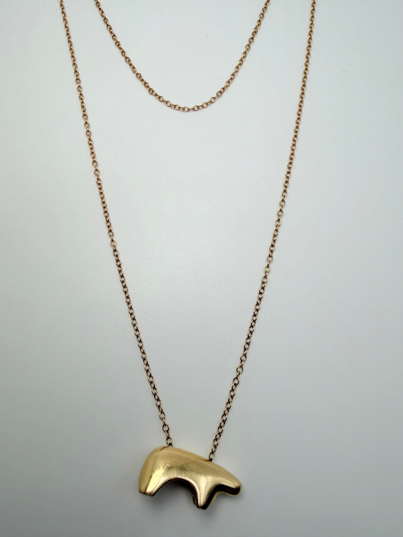 14Kt Yellow Gold Bear Pendant With Chain 28" No Clasp