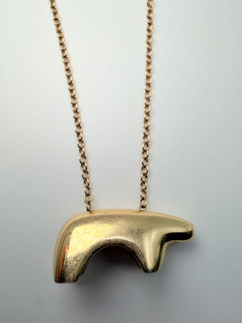 14Kt Yellow Gold Bear Pendant With Chain 28" No Clasp