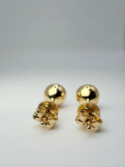 14Kt Yellow Gold Round Blue Topaz Bezel Set Earrings (E1741Bty)