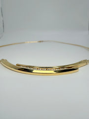 14Kt Yellow Gold Bypass Necklace With Channel Set Round Diamonds Approximatley 0.50CTW