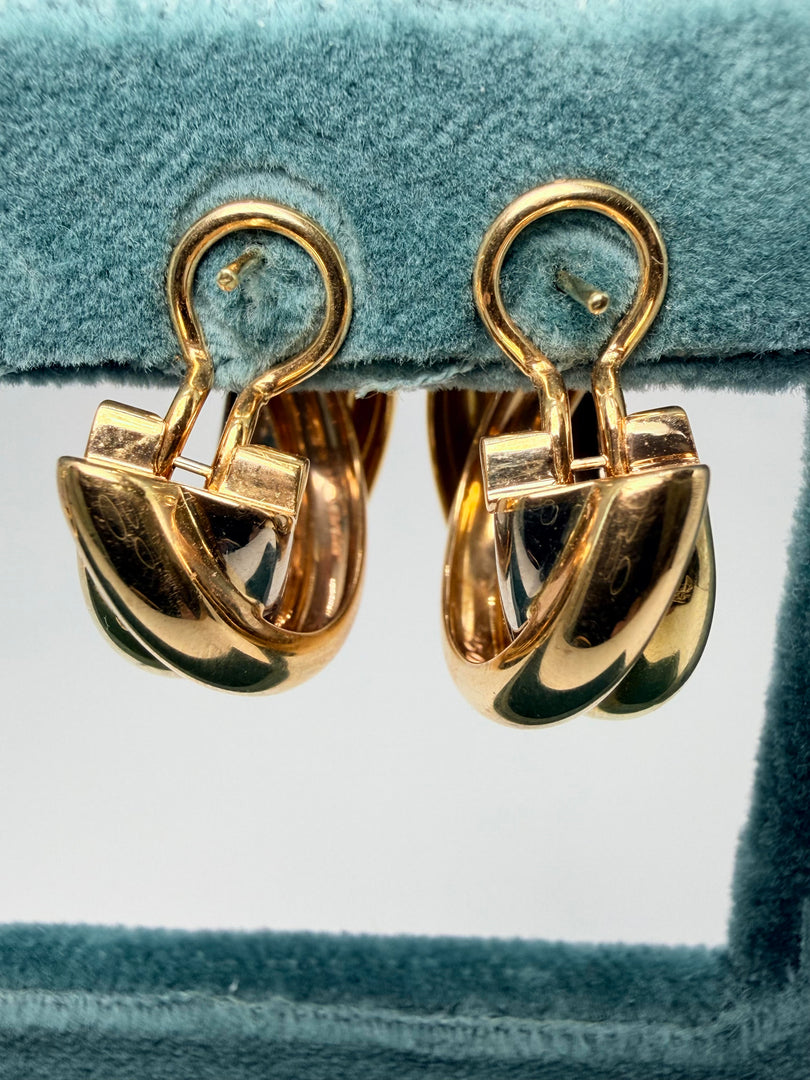 18Kt Yellow Gold Cartier Trinity Hoop Earrings