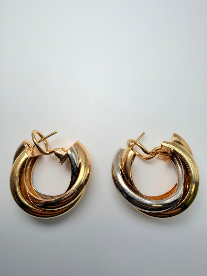 18Kt Yellow Gold Cartier Trinity Hoop Earrings