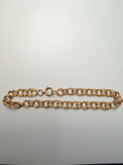 14Kt Yellow Gold Triple Link Charm Bracelet With Sprint Ring Clasp