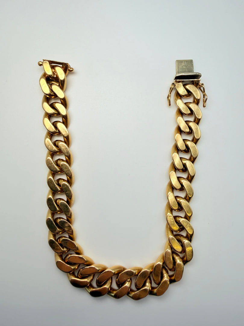18Kt Yellow Gold Heavy Link Curb Bracelet 7.75"