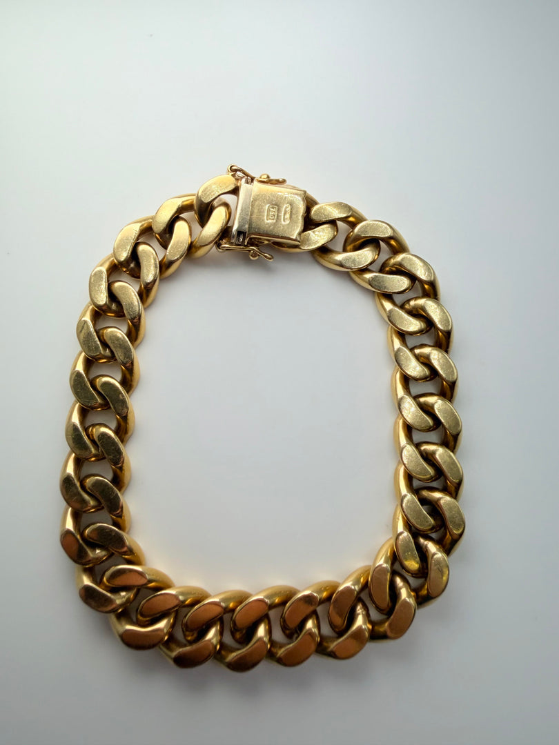 18Kt Yellow Gold Heavy Link Curb Bracelet 7.75"