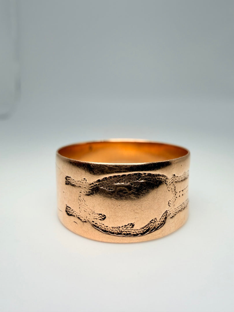 9Kt Rose Gold Cigar Ring Size 9