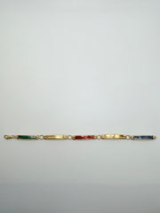 18Kt Yellow Gold Link Bracelet With Colored Enamel Links And Lobster Clasp
