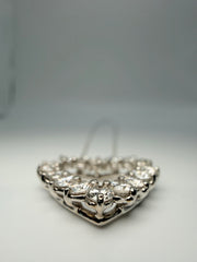 14Kt White Gold Heart Shaped Pendant With 16 Round Diamonds Totalling Approximately 1.50Ct (With 14Kt White Gold Chain)
