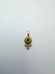 18Kt Yellow Gold Emerald And Diamond Bezel-Set Satin Finsih 0.57/.08Ct Pendant