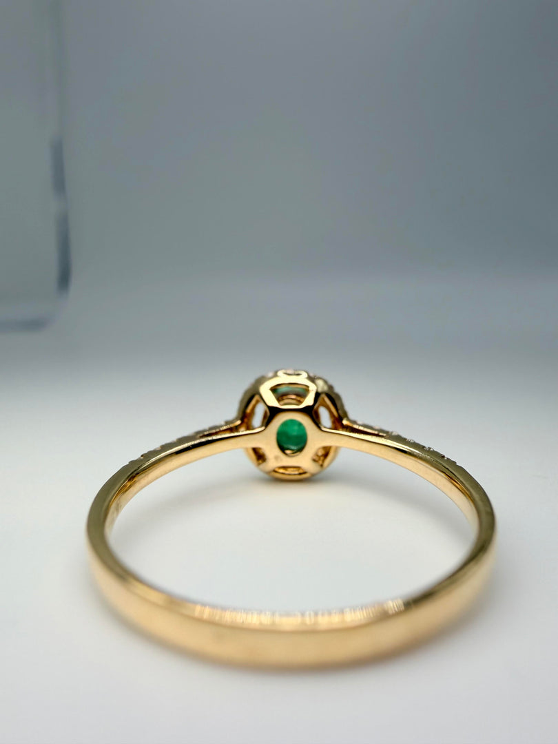 14Kt Yellow Gold 1/3Tw Emerald With Diamond 1/5 Halo Ring (25380528)