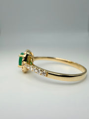 14Kt Yellow Gold 1/3Tw Emerald With Diamond 1/5 Halo Ring (25380528)