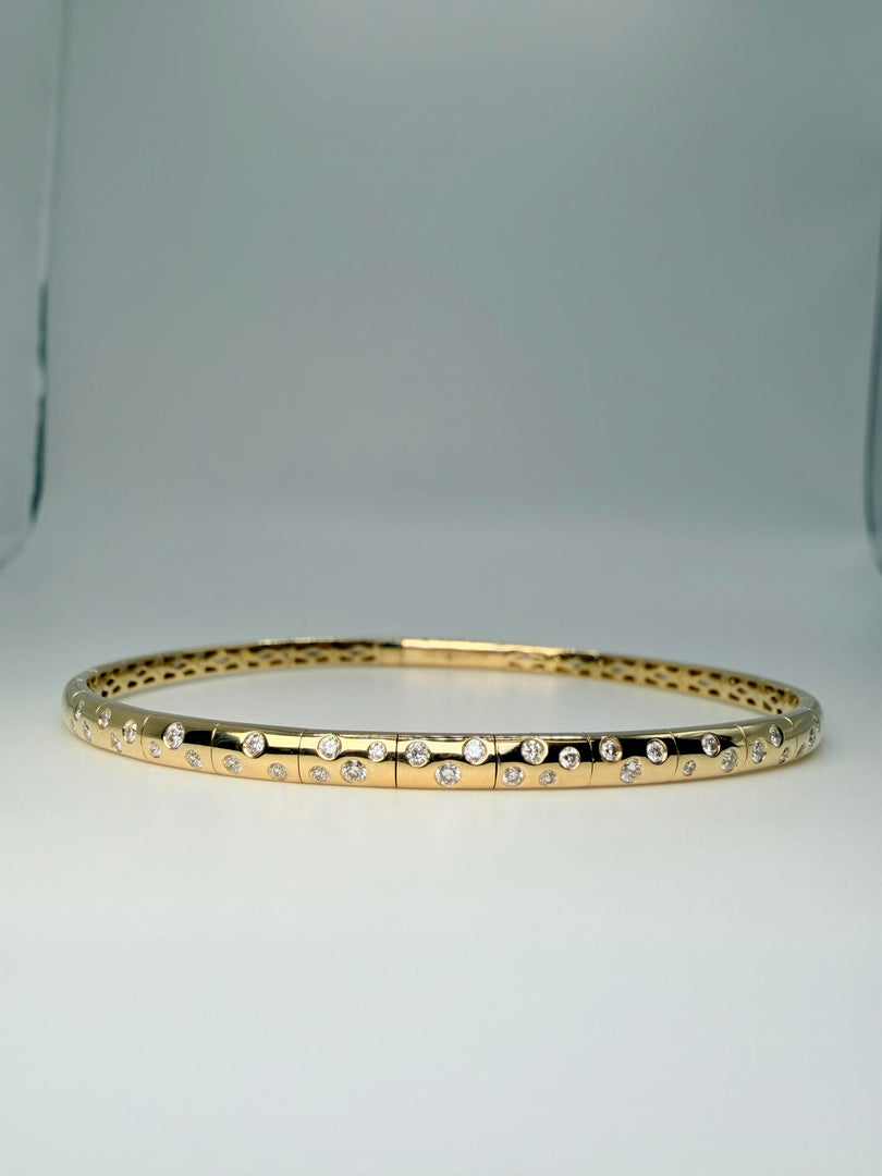 14Kt Yellow Gold 1/3CTW Scattered Diamond Bangle+ Titanium Wire Size 6.75(Fsbg5452S8Y)