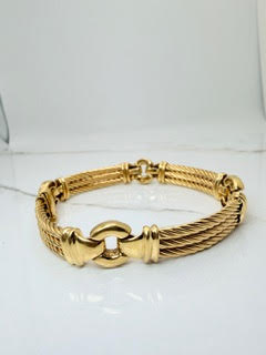 18Kt Yellow Gold Triple Twist Bracelet With 4 Sections 7.5"