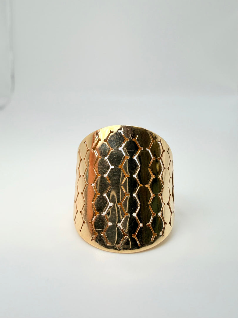 14Kt Yellow Gold Hollow Design Ring Size 8.25