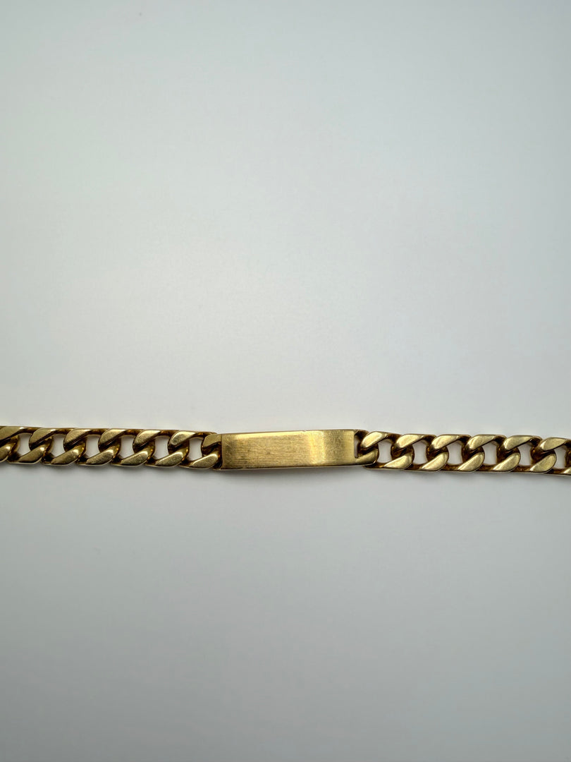 18Kt Yellow Gold Id Bracelet With Three Bar Sections 7.75"