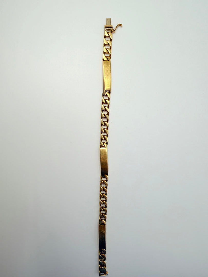 18Kt Yellow Gold Id Bracelet With Three Bar Sections 7.75"