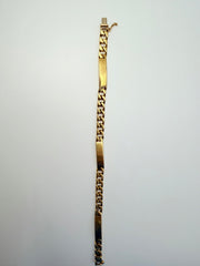 18Kt Yellow Gold Id Bracelet With Three Bar Sections 7.75