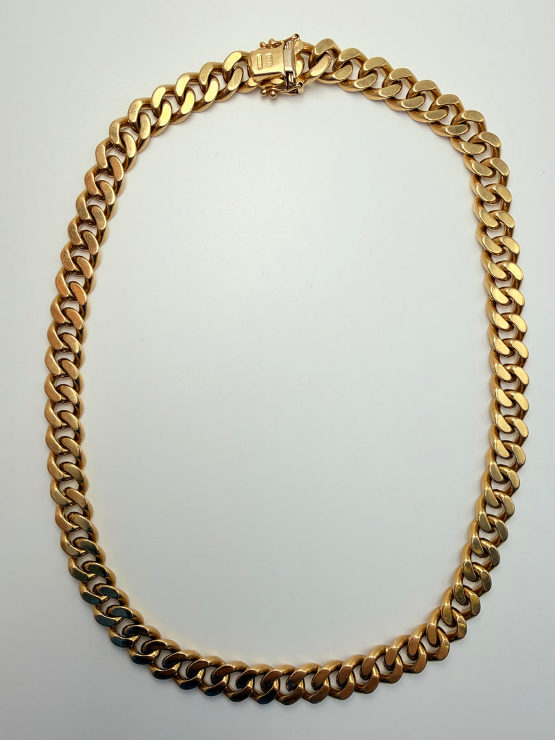 18Kt Yellow Gold Heavy Link Choker Necklace 16"