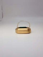 14Kt Yellow Gold Bezel Set Natural Emerald With A Satin Finish Bezel
