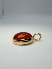 Fire Opal Pendant With 14Kt Yellow Gold Bezel