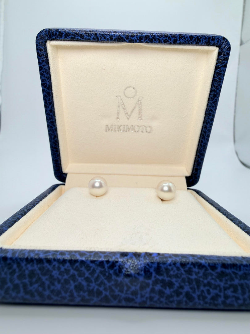 Mikimoto Pearl Stud Earrings 7Mm With 18Kt Yellow Gold Post/Backs