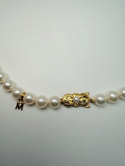 Mikimoto 9-6.8Mm Graduated Akoya Pearl Strand Necklace With 55 Pearls And Signature Designer Emblem In 18Kt Yellow Gold