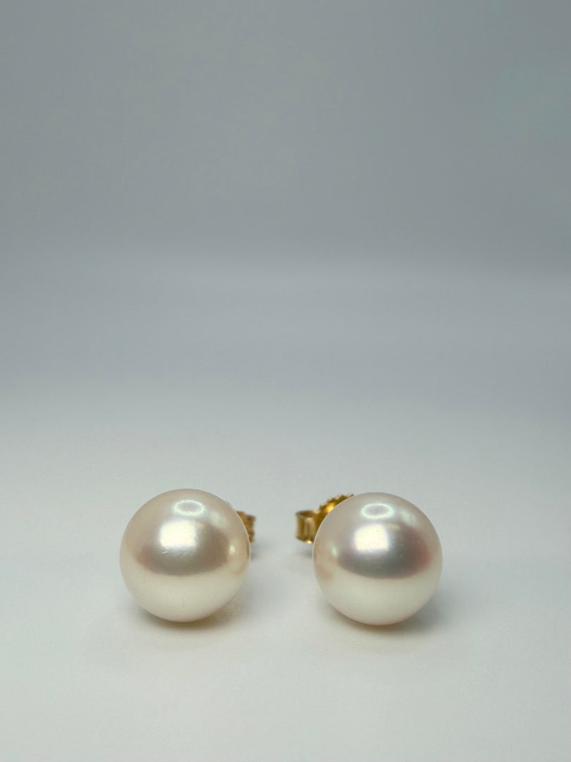 Mikimoto Pearl Stud Earrings 7Mm With 18Kt Yellow Gold Post/Backs