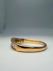 14Kt Yellow Gold Curved Band With 9 Princess Cut Diamonds