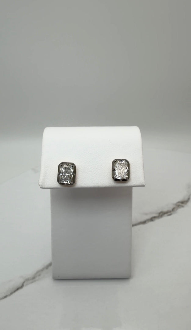 14Kt Yellow Gold Radiant Lab Grown 2.00CTW Georgian Earrings