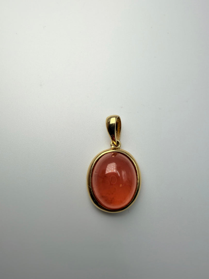 18Kt Yellow Gold Rhodocrosite 11X9Mm Bezel Set Pendant