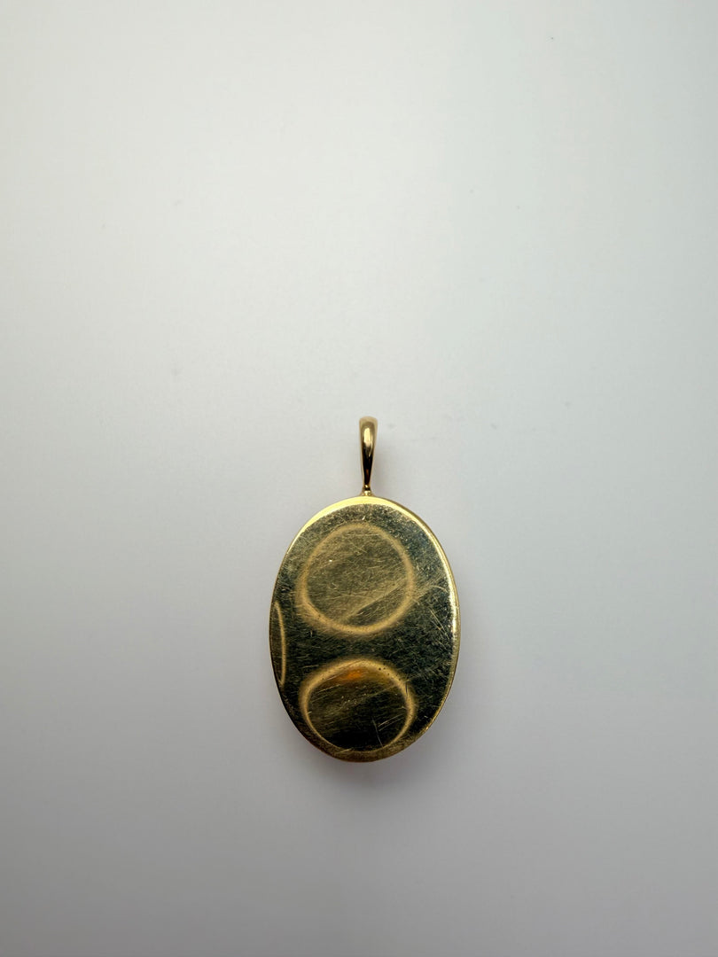 18Kt Yellow Gold Rhodocrosite 18X13 Bezel Set Pendant