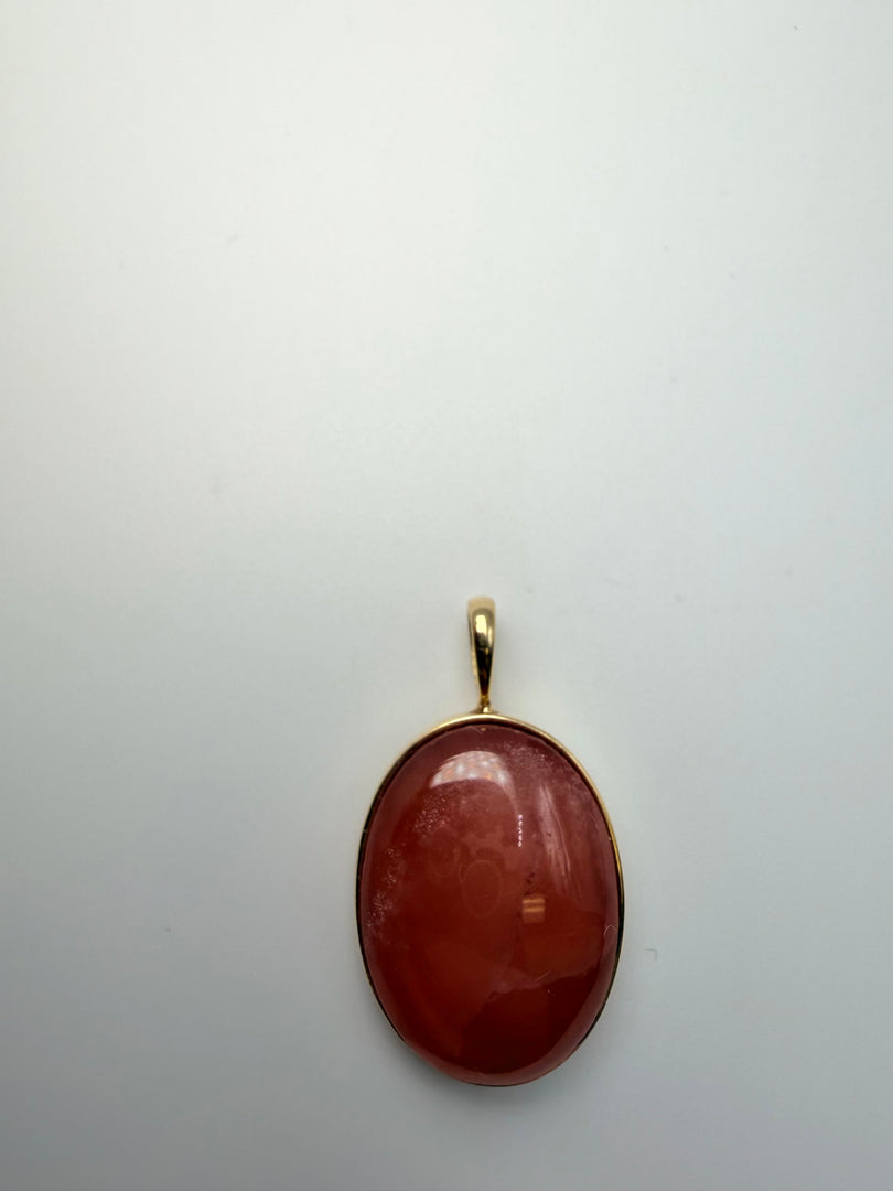 18Kt Yellow Gold Rhodocrosite 18X13 Bezel Set Pendant