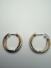 14Kt Yellow Gold Diamond And Rope Earrings With 42 Round Brilliant Diamodns Euqaling .80Ct