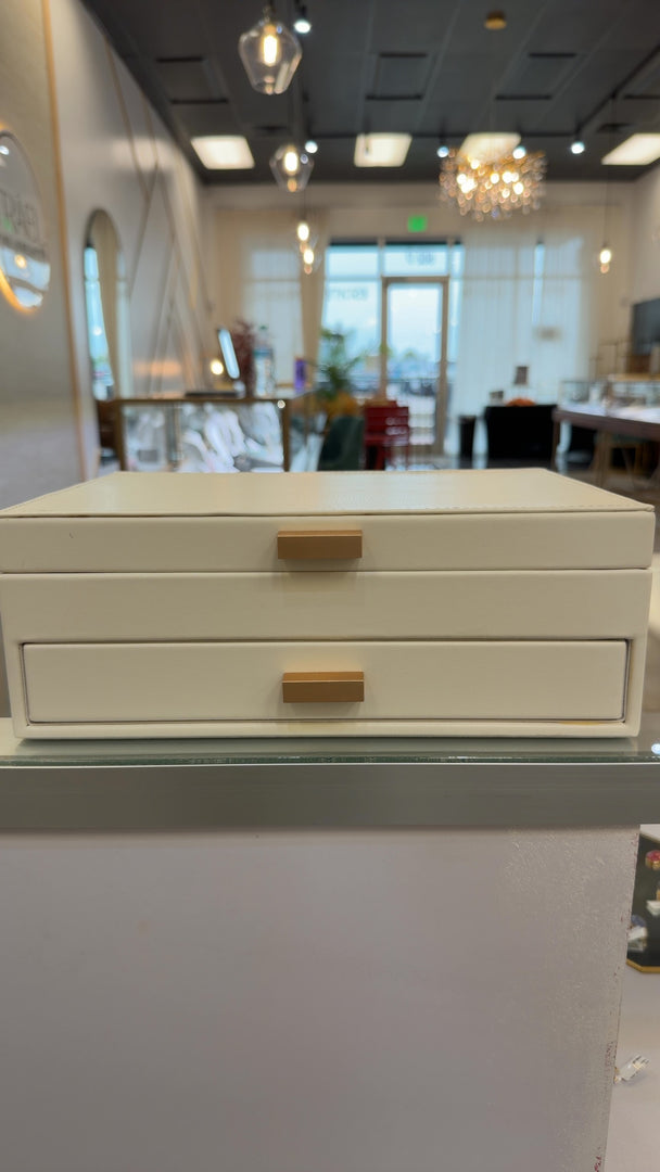 Cream Jewelry Organizer With Rose Gold Accents