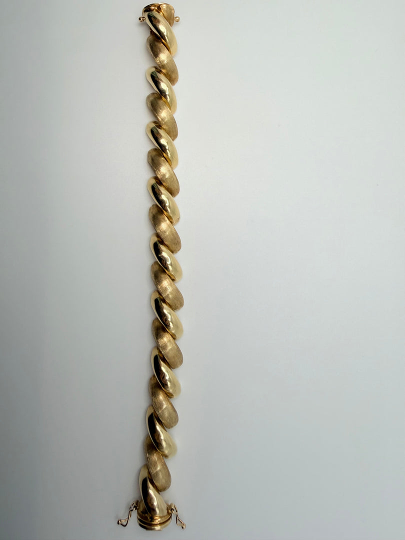 14Kt Yellow Gold San Marco High Polsih/Satin Finish Bracelet With Double Safety Clasp