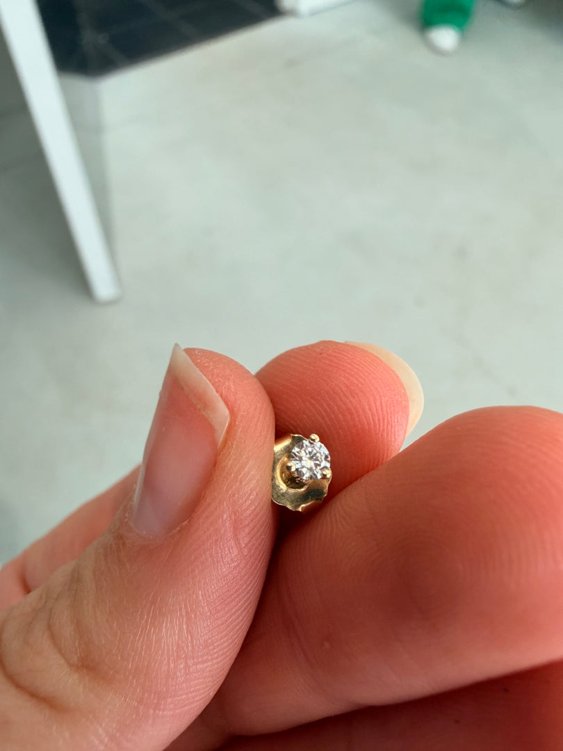 14Kt Yellow Gold Round Lab Grown Single Stud Earring In 3 Prong Setting 2.5Mm/.06Ct