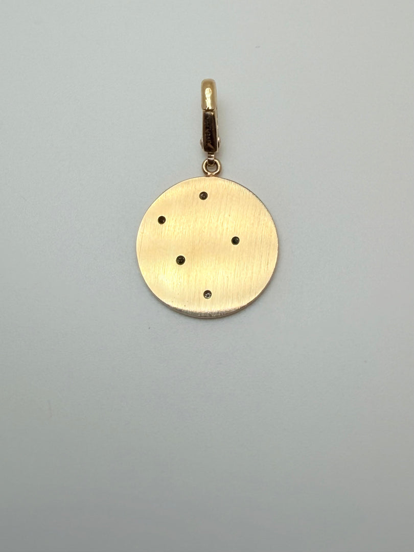 14Kt Yellow Gold Starry Diamond Disc Clip Charm (P01001047-Y-Wd)