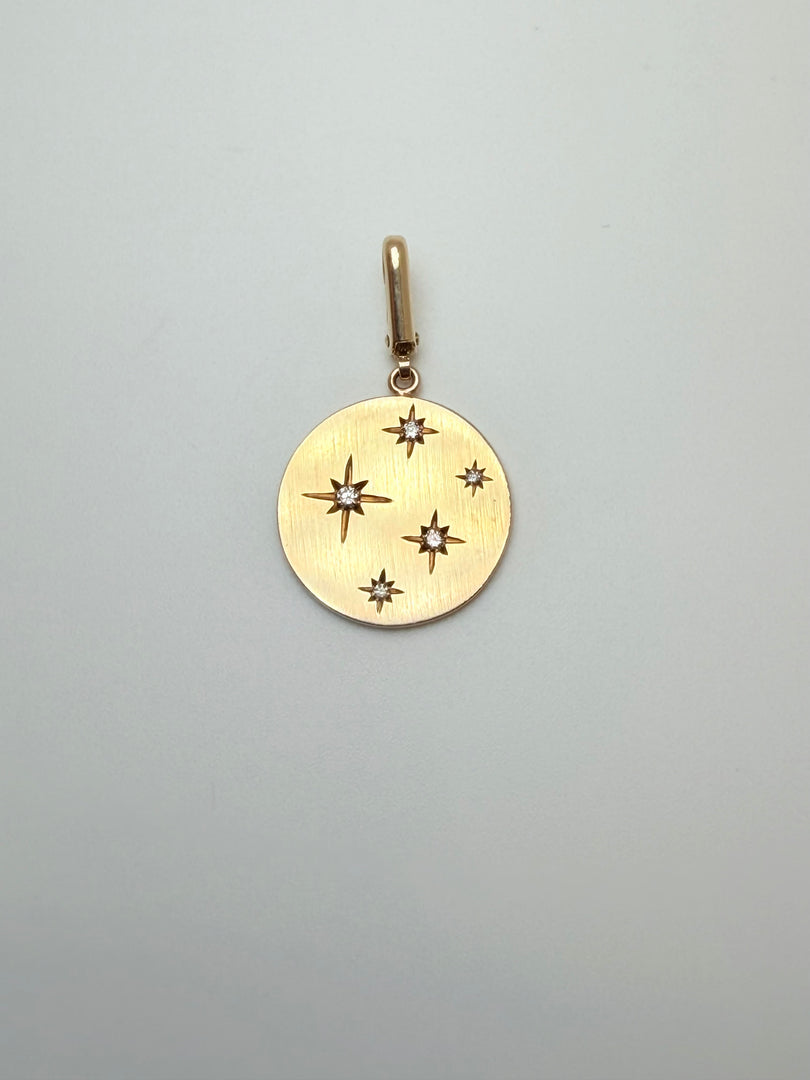 14Kt Yellow Gold Starry Diamond Disc Clip Charm (P01001047-Y-Wd)