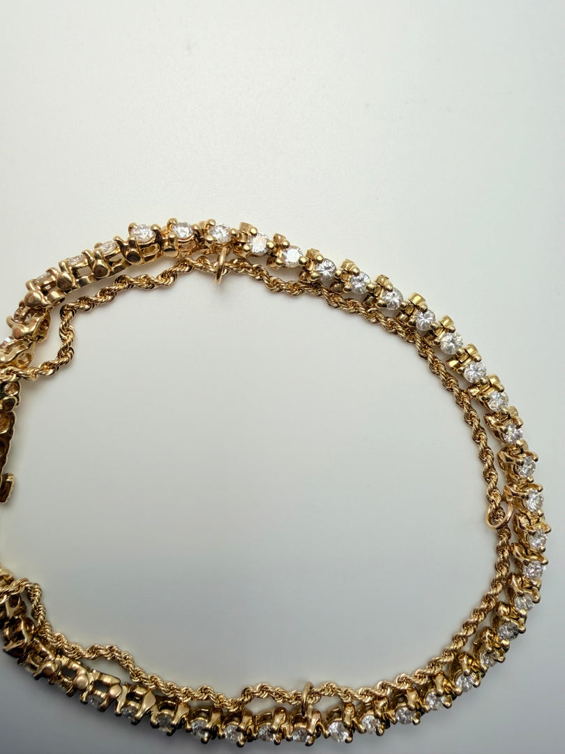 14Kt Yellow Gold Diamond Tennis Bracelet With 48 Round Diamonds Weighing Approximately 1.50CTW