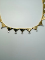 14Kt Yellow Gold Triangle Collar Necklace With 7 Round Brilliant Diamonds Totalling Approximately 0.69CTW (See Appraisal)