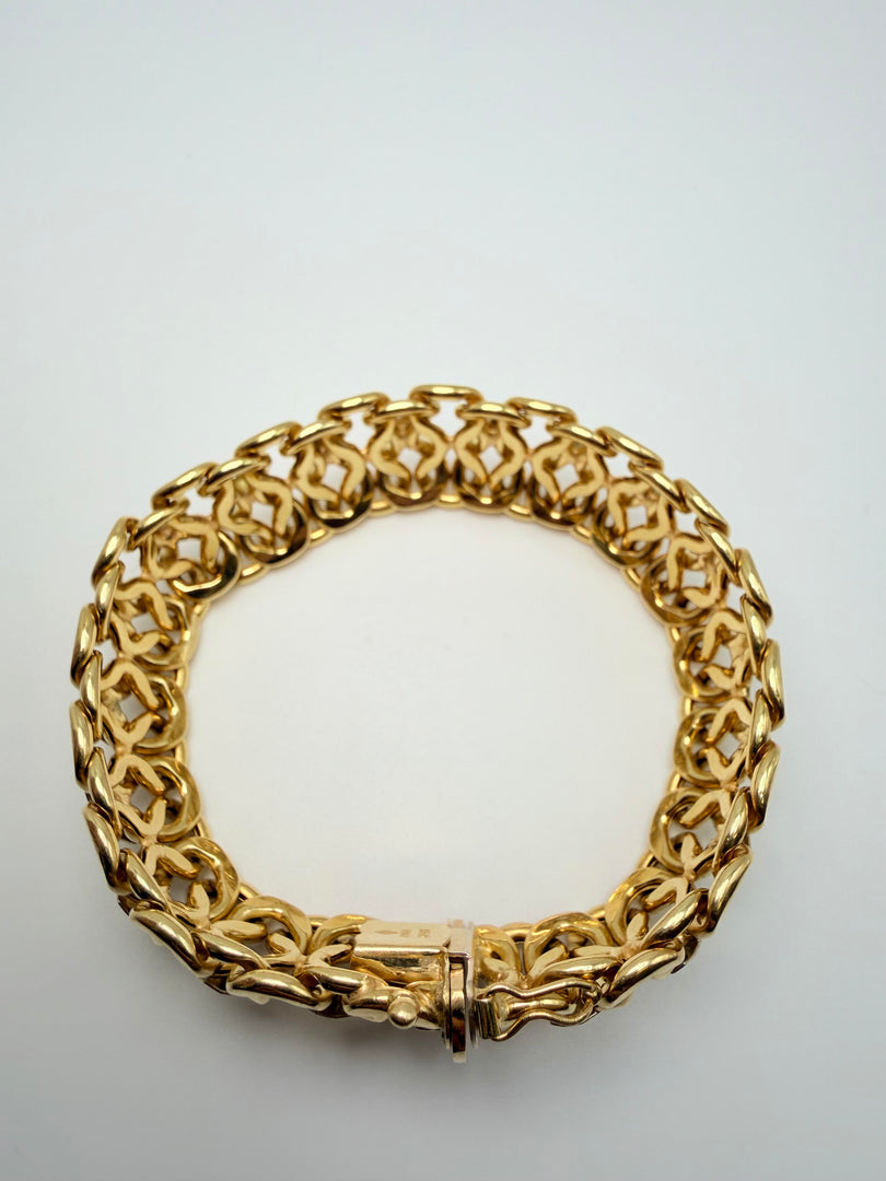18Kt Yellow Gold Two Tone Link Bracelet