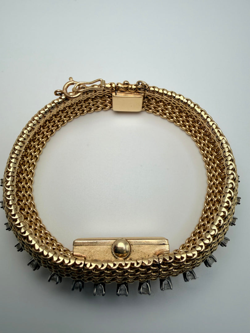 14Kt Yellow Gold Glycine Watch/Bracelet With 17 Round Diamonds Totalling Appoximately 0.75Ct